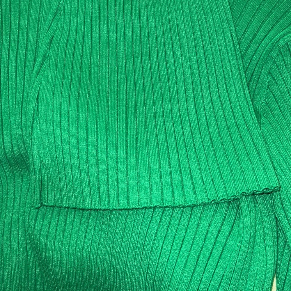 ASOS Green Ribbed Flare Pants Size 10 High Rise Knit Stretch - Picture 8 of 13